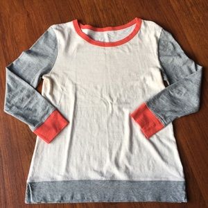 🐞 J. Crew Cream/Gray/Coral Color-block Artist T